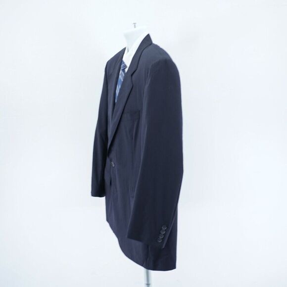 Samuelsohn Sb Savoy Wool 2 Piece Suit Blue Striped 44R 40 / 29 Pleated High Rise - Picture 9 of 16
